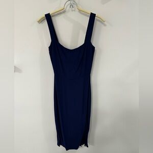 Reformation Navy Square-Neck Midi Dress